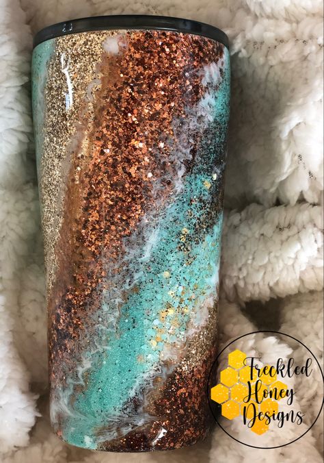 20oz Turquoise and copper milky way tumbler Creative Tumbler Designs, Turquoise Tumbler Ideas, Alcohol Ink Tumbler Ideas, Custom Tumbler Ideas, Epoxy Tumbler Designs, Popular Tumbler Designs, Tumbler Cups Ideas, Epoxy Tumbler Ideas, Tumbler Cup Designs