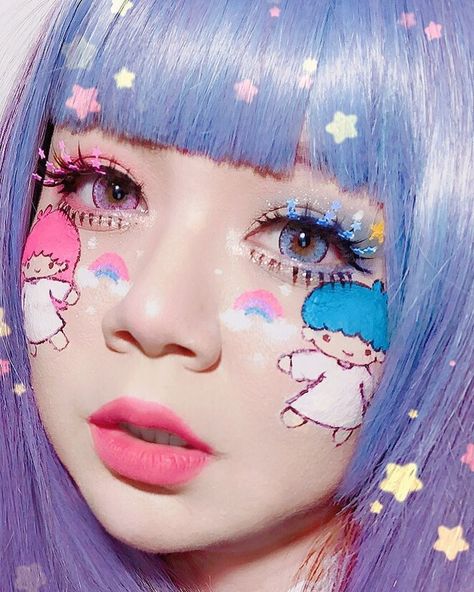 Lala Sanrio, Harajuku Makeup, Really Love, Sanrio Little Twin Stars, Magic Makeup, Kiki Lala, Stars Glitter, Yume Kawaii, Abstract Portrait Painting