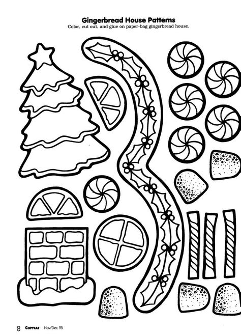 My House Activity For Kindergarten, Gingerbread House Outline Printable, Gingerbread House Activity, Build A Gingerbread House Printable, Paper Bag Gingerbread House Craft, Free Gingerbread House Template, Gingerbread House Craft Preschool, Gingerbread House Preschool, Gingerbread House Stencil