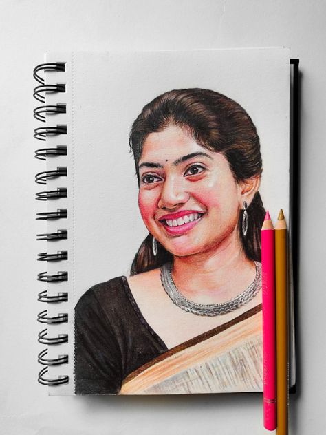 Colour pencil Stadler Colour Pencil Drawing, Saipallavi Drawing, Colour Pencil Face Drawing, Colour Pencil Drawing Portraits, Colour Pencil Portrait Realistic, Bollywood Sketch, Girly Sketches, Pencil Colour Painting, Pencil Colours