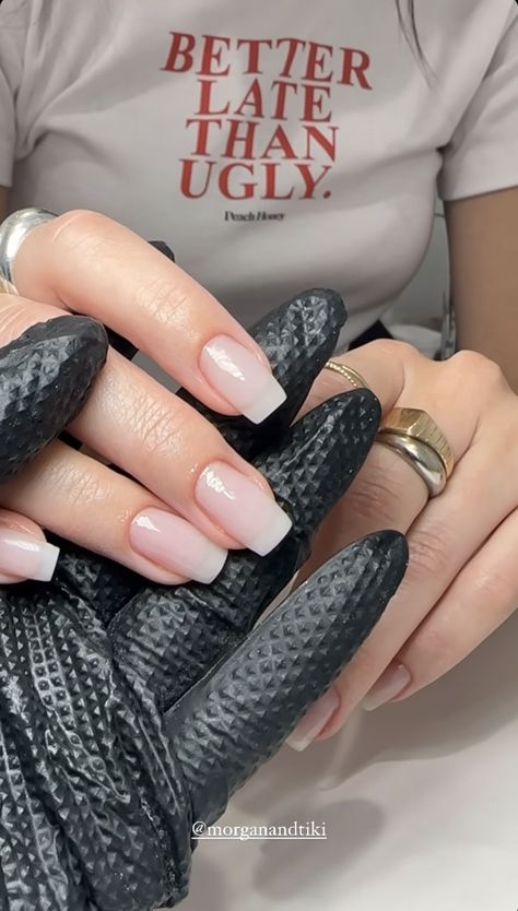 Round Clear Nails, Black Swirl Nails Square, Round Nails Long, Rounded Nails Long, Long Nail Beds, Nail Bed, Round Nails, Clear Nails, Square Nails