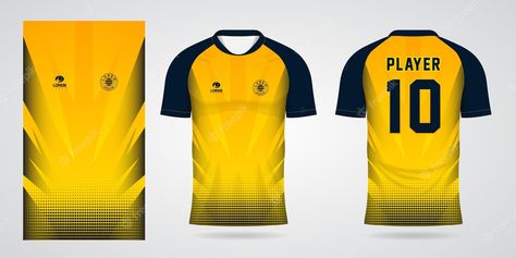 Yellow Jersey Design, Rugby Jersey Design, Jersey Design Template, Chef Logo, Volleyball Jerseys, Yellow Jersey, Sports Jersey Design, Sports Jerseys, Shirt Template