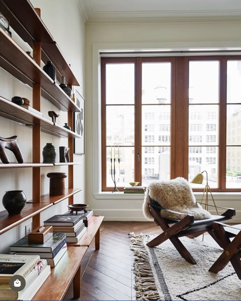 Roman Williams, Alex Prager, Retro Modern Furniture, Brown Interiors, Warm Gray Paint, The Paris Apartment, New York Interior, Solid Oak Floors, Architecture Artists