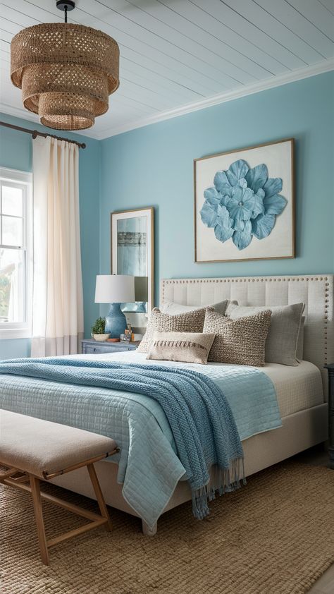 25 Blue Bedroom Ideas Blue Walls Bedroom Ideas, Cyan Bedroom, Pale Blue Bedroom Ideas, Blue Bedroom Color Schemes, Light Blue Bedrooms, Turquoise Bedroom Ideas, Pale Blue Bedrooms, Tiffany Blue Bedroom, Turquoise Bedroom