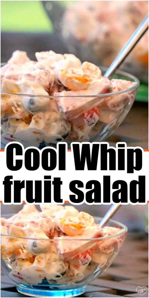 Fruit Salad with Cool Whip Fruit Salad With Cream Cheese And Cool Whip, Hello Fruit Salad, Fruit Salad With Dressing, Easy Fruit Salad For Party, Fruit Cocktail Salad Cool Whip, How To Make Fruit Salad, Low Calorie Fruit Salad, Weight Watchers Fruit Salad, Simple Fruit Salad Recipe