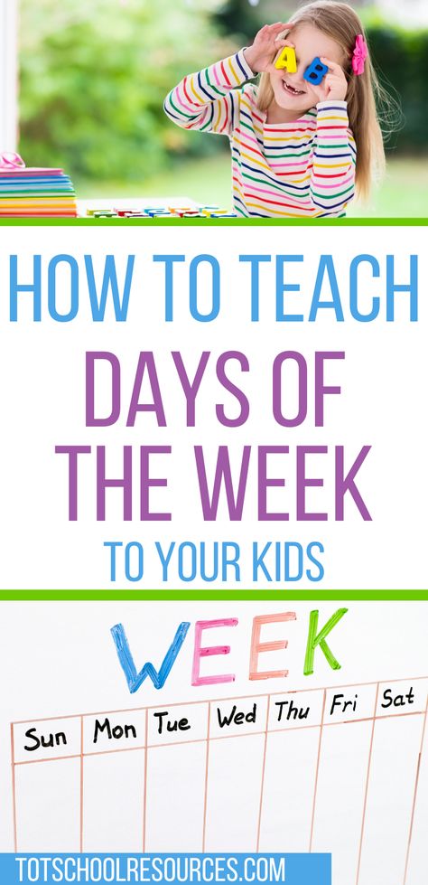 Do you want to teach your kids the days of the week. Learn this easy and fun way to teach them to your preschool or kindergarten age child. Great for homeschool, daycare, stay a home moms, teachers for the classroom and more! Learn how to get your hands on our printable days of the week as well! Kids will love this fun days of the week activity so much it will hardly feel like learning! #daysoftheweek #preschool #activities #kids #kindergarten Learn Days Of The Week Preschool, Learning Days Of The Week Preschool, Days Of The Week Activities For Kids, Preschool Days Of The Week Activities, Preschool Days Of The Week, Days Of The Week Preschool, Days Of The Week Crafts Preschool, Preschool Fun Days Ideas, Teaching Days Of The Week Preschool