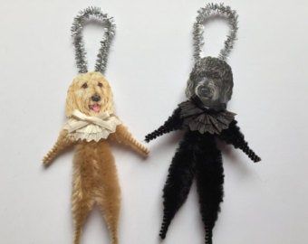 vintage style chenille ornaments for all by StanleyAndStewart Labradoodle Ornament, Chenille Stem Crafts, Chenille Ornaments, Angel Boy, Pipe Cleaner Crafts, Silver Tinsel, Victorian Scrap, Ornaments Vintage, Vintage Wrapping Paper