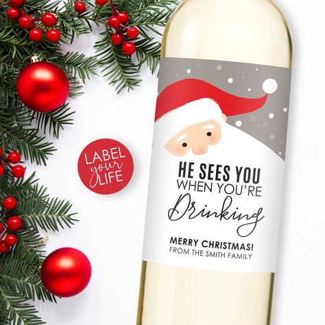 Christmas Wine Labels, Christmas Wine Bottle Labels, Cork Creations, Bottle Labels Printable, Mini Champagne Bottles, Wine Bottle Tags, Mini Wine Bottles, Christmas Wine Bottles, Label Christmas