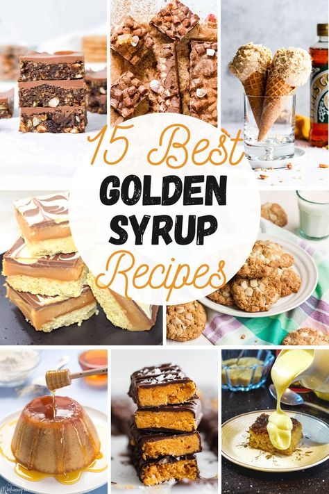 15 best golden syrup recipes including puddings, bars, cookies, shortbread, ice cream, rocky road and chocolate tiffin. Golden Syrup Recipes, Golden Syrup Pudding, Welsh Recipes, British Cooking, Syrup Recipes, Butter Ice Cream, British Desserts, Homemade Recipes Dessert, Peanut Butter Ice Cream