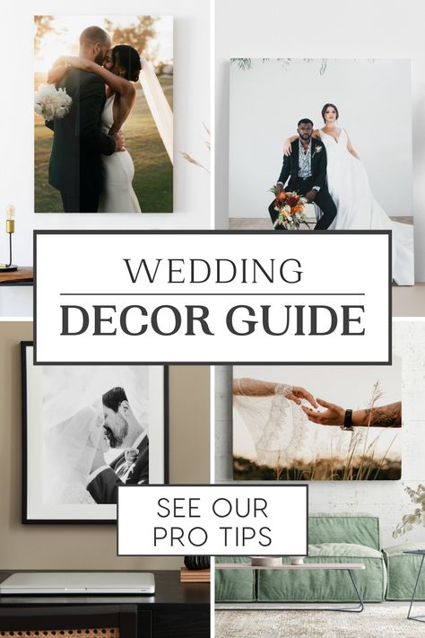 You have the wedding photos of your dreams - now what? Read our tips for turning your wedding photos into the most romantic and timeless photo décor. https://www.printique.com/blog/wedding-canvas-prints/ What To Do With Wedding Photos, Wedding Photo Print Ideas, How To Display Wedding Photos At Home, Wedding Photo Display Home, Wedding Photo Display, Photo Print Sizes, Wedding Canvas, Photo Display, Photo Decor