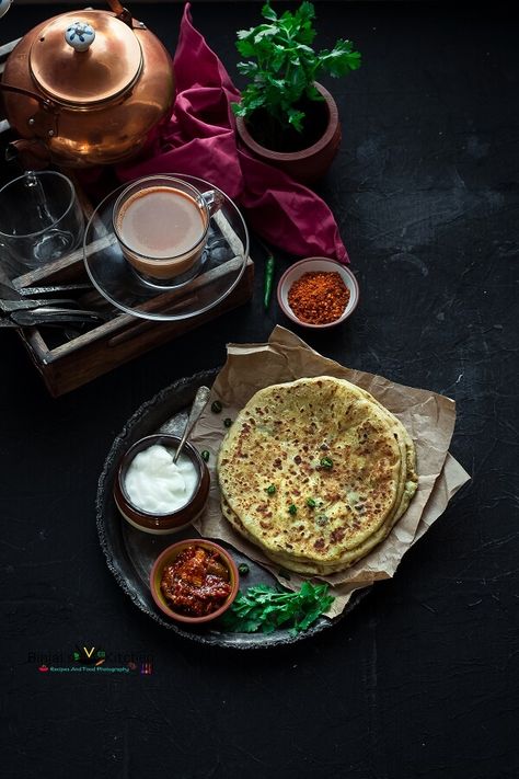 Aloo Paratha Recipe (Punjabi Aloo Paratha) | Binjal's VEG Kitchen Aloo Paratha Recipe, Indian Food Photography, Aloo Paratha, Paratha Recipe, Chai Recipe, Paratha Recipes, Indian Bread, Desi Food, Indian Breakfast