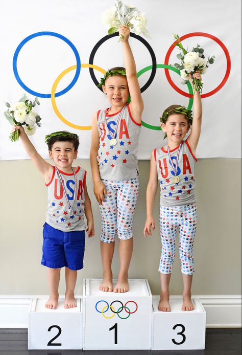 Olympic Birthday Party, Olympic Party Decorations, Summer Olympics Party, Vbs Olympics, Mini Olympics, Archery Party, Olympics Decorations, Family Olympics, Olympic Podium