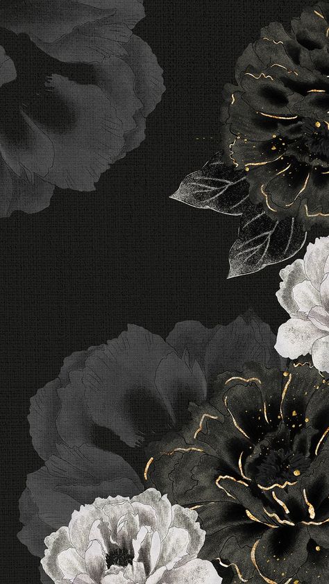 Peonies Aesthetic Vintage Wallpaper, Peony Wallpaper Aesthetic, Dark Theme Wallpaper Aesthetic, Black Wallpaper With Flowers, Black Themed Wallpaper, Dark Flower Background, Phone Wallpaper Aesthetic Vintage, Art Background Aesthetic, Black Vintage Background