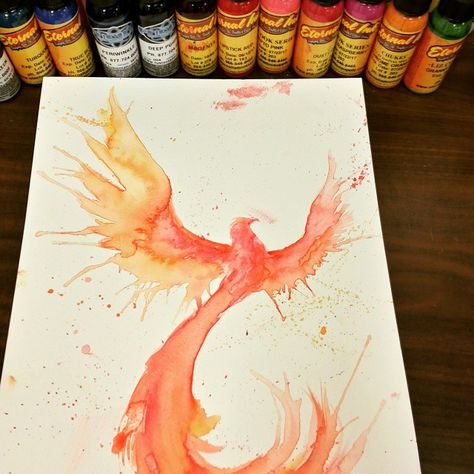 Love the watercolor look done this way, but still want cerulean for the body Tattoo Side, Phoenix Bird Tattoos, Tattoo Watercolor, Fusion Ink, Phoenix Art, Phoenix Rising, Phoenix Bird, Phoenix Tattoo, Birds Tattoo