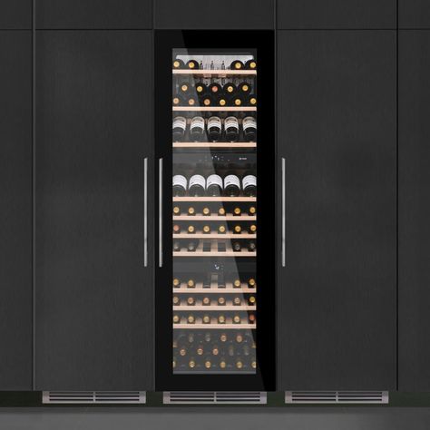 Caple WC1796 179cm Integrated In Column Triple Zone Wine Cooler – BLACK Integrated Wine Cooler, Cabinet Interior, Kitchen Appliances Design, Winery Tasting Room, American Style Fridge Freezer, Black Appliances, Classic Kitchens, Black Cabinets, Stainless Steel Appliances