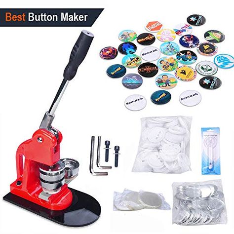 Best Button Maker Machine Reviews: Our Top 11 Picks! [2021] Badge Maker, Button Maker, Personal Pictures, Metal Slide, Diy Pins, Diy Buttons, Recycling Programs, Circular Pattern, How To Make Buttons