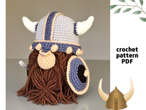 Excited to share this item from my #etsy shop: Viking Gnome Crochet Pattern PDF Viking Amigurumi pattern Norse gnome pattern Viking dwarf crochet Viking helmet Viking Helmet Crochet Pattern Free, Crochet Viking, Viking Gnome, Crochet People, Gnome Crochet Pattern, Crochet Gnomes, Gnome Crafts, Gnome Crochet, Pin Loom