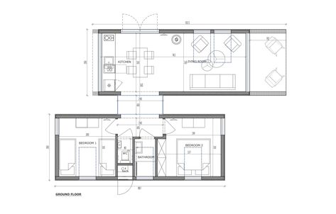 Double Lodge 70 m2 70m2 House Plan, Small Modern House Plans, Guest Cabin, Cabin Design, Modern House Plans, Small House Design, Small House, House Plans, Modern House