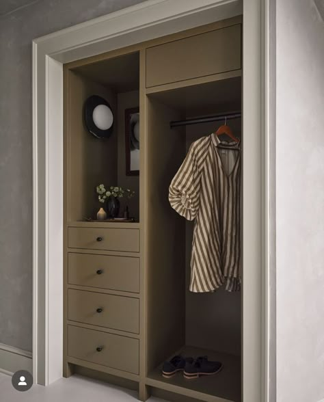 Coat Closet Cabinet, Built In Entryway Closet, Built In Robe, Built In Small Closet, Coat Closet Built In, Entry Armoire, Small Space Closet Ideas, Open Coat Closet, Built In Entryway Storage