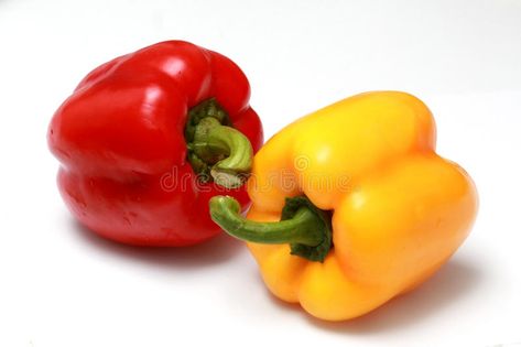 Capsicums. Red and yellow capsicum isolated on white #Sponsored , #Paid, #yellow, #Red, #Capsicums, #capsicum, #href Yellow Capsicum, Fruits Images, Background White, White Image, Red And Yellow, Business Card, White Background, Photo Image, Vitamins