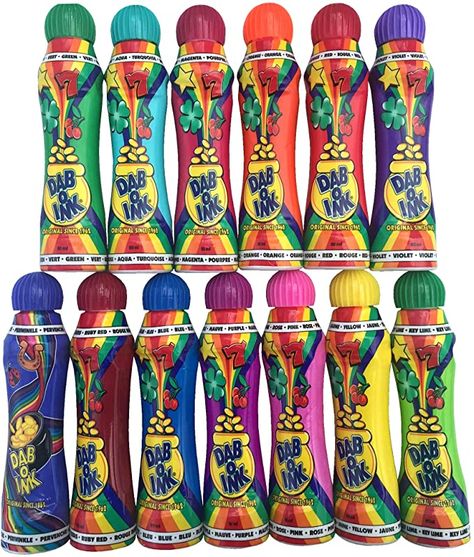 Amazon.com : Dab-O-Ink 3oz Bingo Daubers - Mixed Colors - 24ct (13 Colors) : Sports & Outdoors Bingo Dabber, Bingo Dauber, Bingo Sheets, American Games, Paper Games, Dot Markers, Bingo Games, Mixed Colors, Ink Color