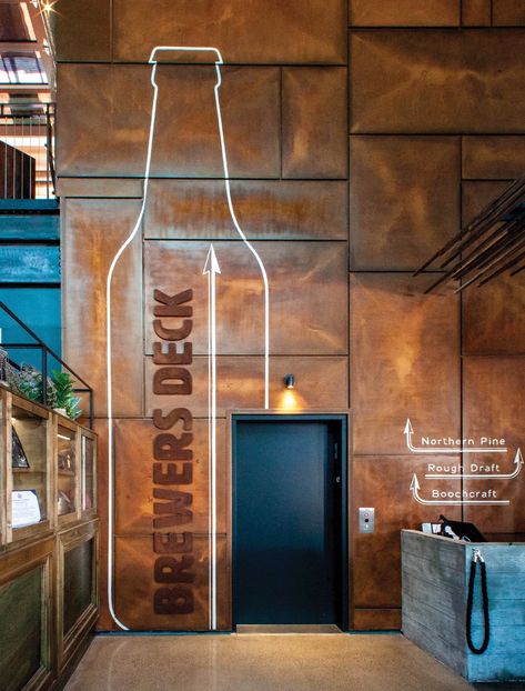 The Skydeck · RSM Design Bar Signage Design, Brewery Bar Design, Food Hall Design, Industrial Restaurant Interior, Modern Brewery, Sport Bar Design, Franchise Design, Food Signage, Rsm Design