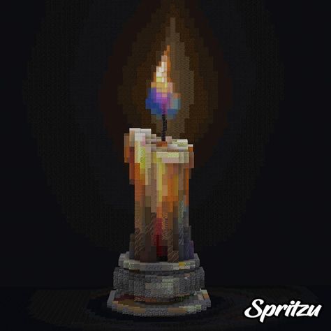 Oil pastel styled candle build! by spritzuu Mushroom Island, Minecraft Homes, Minecraft Brick, Minecraft Statues, Mc Ideas, Minecraft Blocks, Minecraft Structures, Minecraft Banner Designs, Minecraft Interior Design