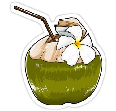 Coconut Sticker, Coconut Vector, Fish Stickers, Word Stickers, Unique Fish, Coconut Drinks, Drink Stickers, Tumblr Stickers, Hydroflask Stickers