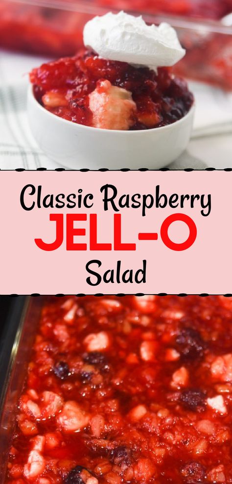 Raspberry Pineapple Jello Salad, Jello With Fresh Fruit, Red Jello Salad Recipes, Raspberry Jello Salad Recipes, Jello And Fruit, Raspberry Applesauce Jello Salad, Pineapple Jello Salad, Berry Jello Salad, Jello Fruit Salad