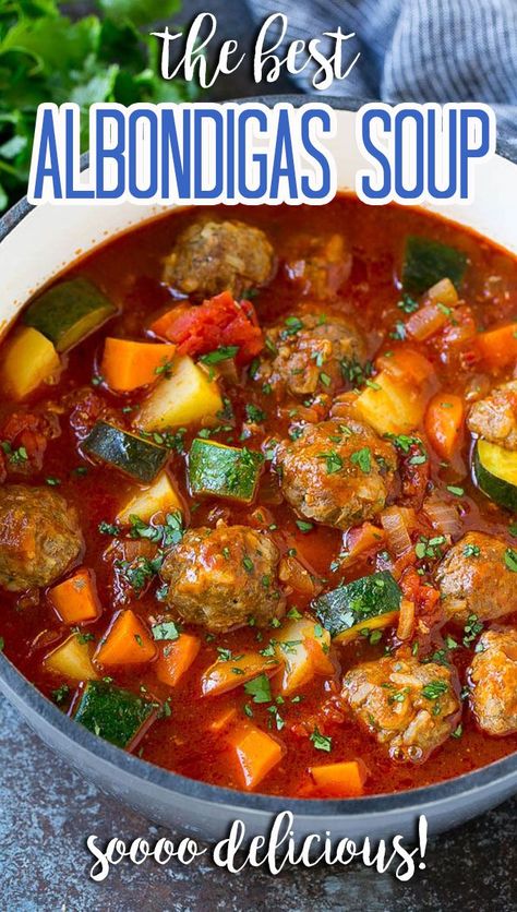 Homemade Albondigas Soup, Zucchini Meatball Soup, Crockpot Abondagus Soup, Simmered Beef Recipes, Easy Abondagus Soup, Slow Cooker Albondigas Soup, Chipotle Albondigas Soup Recipe, Beef Albondigas Soup, Abondagus Soup Recipe Easy