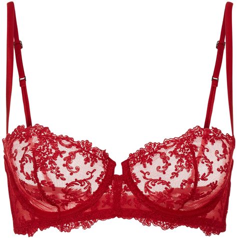 La Perla Floral Vibes Balconette Bra in Scarlet Red. Decorated Bras, Floral Lingerie, Lingerie Babydoll, Lingerie Inspiration, Red Bra, Floral Bra, Sheer Bra, Cute Lingerie, Embroidered Tulle