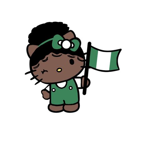 Cartoon Character, Hello Kitty, Flag, Kitty, Green