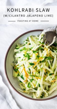 Kohlrabi Apple Slaw, Kohlrabi Slaw Recipes, Vegan Kohlrabi Recipes, Kohlrabi Salad Recipes, Kalarabi Recipes, Paleo Slaw, Kohlrabi Slaw, Kohlrabi Recipes, Cilantro Lime Slaw