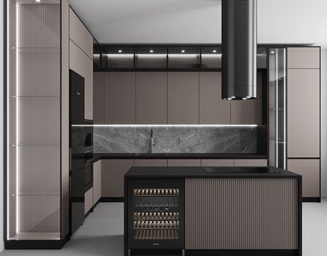 Modern kitchen on Behance Brown And White Kitchen, Kitchen Behance, Apartment Kitchen Design, Home Moodboard, Kitchen 2023, House Bar, Room Design Modern, Kitchen Interior Design Modern, Kitchen Design Plans