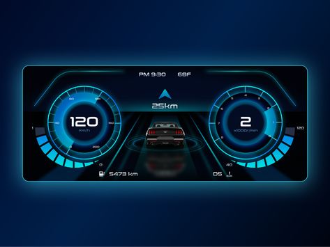 Car Speedometer, Car Ui, Best Ui Design, Ui Components, Car Dashboard, Instrument Cluster, Dashboard Design, App Ui Design, Car Interior Decor