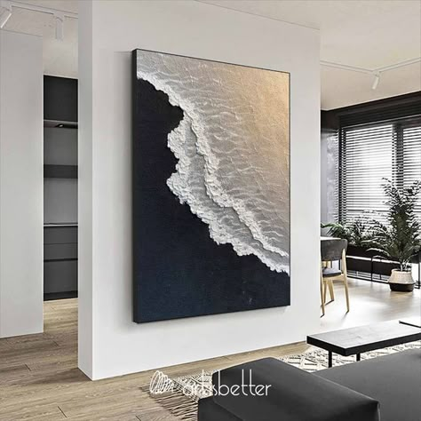 Buy Affordable Handmade 3d Black White Wave Painting On Canvas Decor Directly From Emerging Artists. Order The Finest Quality, Multi-Size, Personalized 3wabi-Sabi Wall Art. Ocean Waves Art, Waves Art, Wabi Sabi Wall, Wabi Sabi Wall Art, Beach Theme Decor, Wave Painting, Textured Canvas Art, Ocean Wall Art, Wave Art