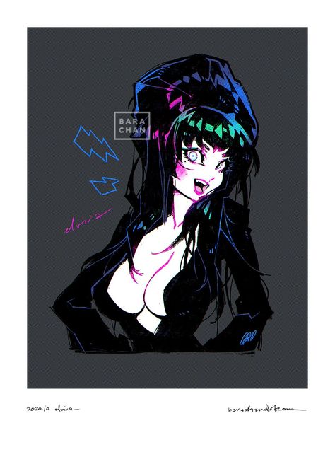 Elvira Mistress Of The Dark, Art Nouveau Illustration, Cute Art Styles, Female Character Design, Gothic Art, Cool Cartoons, Freelance Illustrator, Funky Art, A Drawing