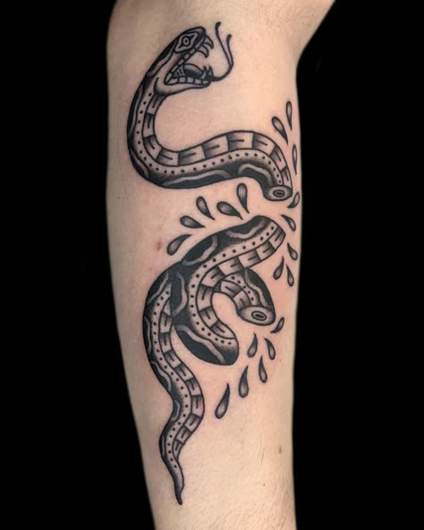 Snake Around Arm Tattoo, Traditional Snake Tattoo, Japanese Snake Tattoo, Traditional Black Tattoo, Around Arm Tattoo, Traditional Tattoo Inspiration, Serpent Tattoo, Snake Tattoo Design, Geometry Tattoo