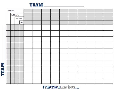 Super Bowl Squares With Quarter Lines - Printable Version Super Bowl Squares, Superbowl Squares, Football Squares, Square Grid, The Numbers, Super Bowl, The Game, Football, Bowl