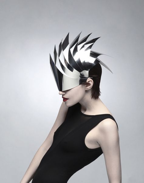 Jay Alexandra Photography #fashion #vogue #headdress #futuristic #futurism #headpiece #modern #fashionphotography Futuristic Hat, Futuristic Headpiece, Sci Fi Fashion, Fashion Vogue, Body Adornment, Masks Art, Futuristic Fashion, Future Fashion, Photography Fashion