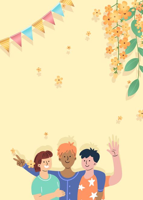 Simple Cartoon Characters, Character Pfp, Character Background, International Friendship Day, Yellow Cartoon, Border Background, Page Borders, Friendship Day, Thumbnail Design