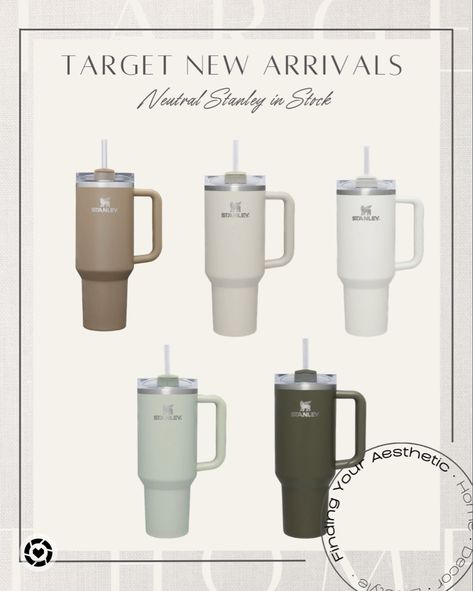 A curation of new Stanley 40 oz tumblers that are in stock at target in neutral colors. Shop them all via LikeToKnowIt. Target Stanley Cup, Stanley Tumbler Aesthetic, Stanley Colors, Stanley Cup 40 Oz Aesthetic, Stanley Tumbler, Stanley Cup Twilight Taupe, Stanley Cup Aesthetic, Stanley 40oz Quencher, Stanley Thirst Quencher