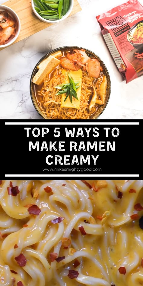 In this guide, we’ll talk about the five best ramen toppings for preparing a creamy noodle bowl. We’ll also give some suggestions on how to use them, so you’ll have a starting point to work from. Let’s get started! How To Make Creamy Ramen Noodles, Ramen For Beginners, Things To Add To Ramen Noodles, Add Ins For Ramen Noodles, Creamy Instant Ramen, Ham Ramen Noodle Recipes, How To Dress Up Ramen Noodles, Creamy Chicken Ramen Noodle Recipes, Creamy Ramen Recipes