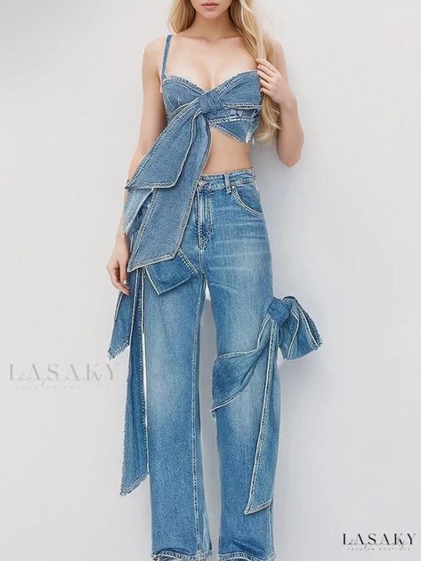 Denim Tank Top with Ruffled Hem by Alexia Dress Upcycle, Denim Tank Top, Denim And Diamonds, Denim Tank, Denim Inspiration, Denim Trends, Fashion Design Drawings, Fashion Design Sketches, Designer Style