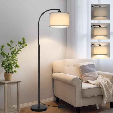 Boncoo LED Floor Lamp Fully Dimmable Modern Standing Lamp Arc Floor Lamp with Adjustable Drum Shade, Gold Tall Pole Reading Lamp Corner Light for Living Room Bedroom Study Room, Bulb Included - Amazon.com Living Room Decor, Room Decor, Living Room