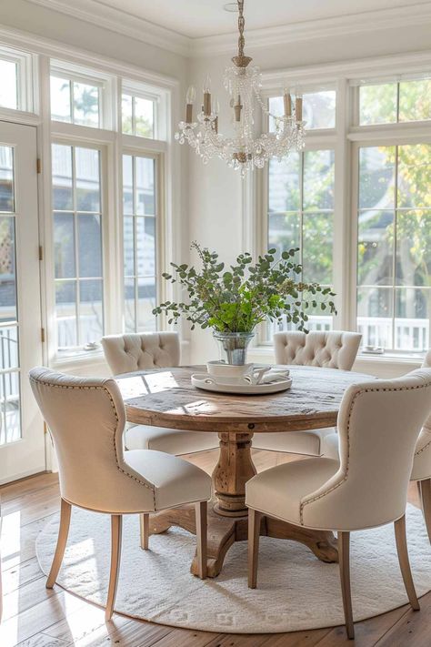 Breakfast Room Ideas, Coastal Dining Room Decor, Farmhouse Breakfast Nook, Farmhouse Breakfast, Breakfast Nook Table, Breakfast Nook Ideas, Cottage Dining Rooms, Farmhouse Dining Rooms Decor, Kitchen Breakfast Nooks