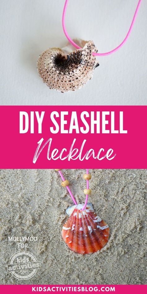 This DIY Seashell Necklace is remarkably easy and is lovely seashell jewelry that kids will love to wear. Making a necklace with a shell make a sweet keepsake from a treasured vacation or special event. There’s nothing that says summer more than wearing a pretty seashell necklace around your neck. Seashell Necklace Diy, Seashell Necklaces, Making A Necklace, Beach Style Jewelry, Easy Necklace, Crafty Decor, Make 10, Pretty Beach, Seashell Jewelry