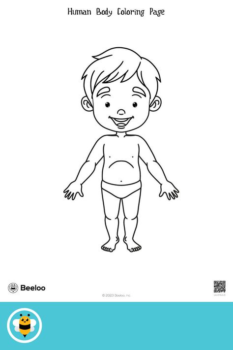 Easy human body-themed coloring page for kids ages 3 and up. Featuring: Boy, child, person Human Anatomy Coloring Pages, Preschool Human Body Printables, Human Body Parts Drawing For Kids, Free Human Body Printables, My Body Coloring Page Preschool, Rose Outline Drawing, Rose Outline, Body Outline, Body Preschool