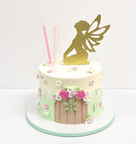 KIDS CAKES 2 — The Cake Shop Butterfly Fairy Cake Ideas, Fairy Cakes For Girls Birthday, Simple Fairy Cake, Birthday Cake Fairy, Fairy Princess Cake, Fairy Birthday Cake, Tinkerbell Cake, Fairy Theme, Fairy Garden Party