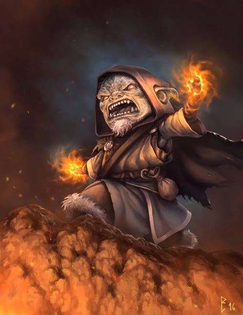 Fire Mage by ArtDeepMind.deviantart.com on @DeviantArt Fire Ability, Evil Gnome, Fire Mage, Goblin Art, Goblin King, Heroic Fantasy, Dnd Monsters, Dungeons And Dragons Characters, D&d Dungeons And Dragons